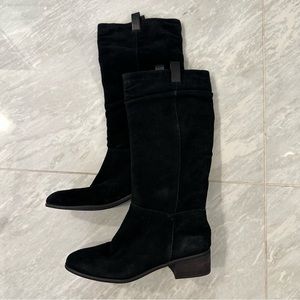New BP black suede boots gathered calf almond toe